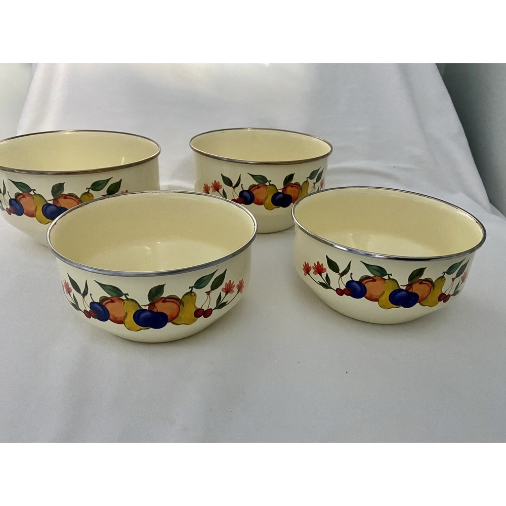Vintage Induction Bowls Gas or Electric Fruit Set Of 4 Metro Vitroceramic